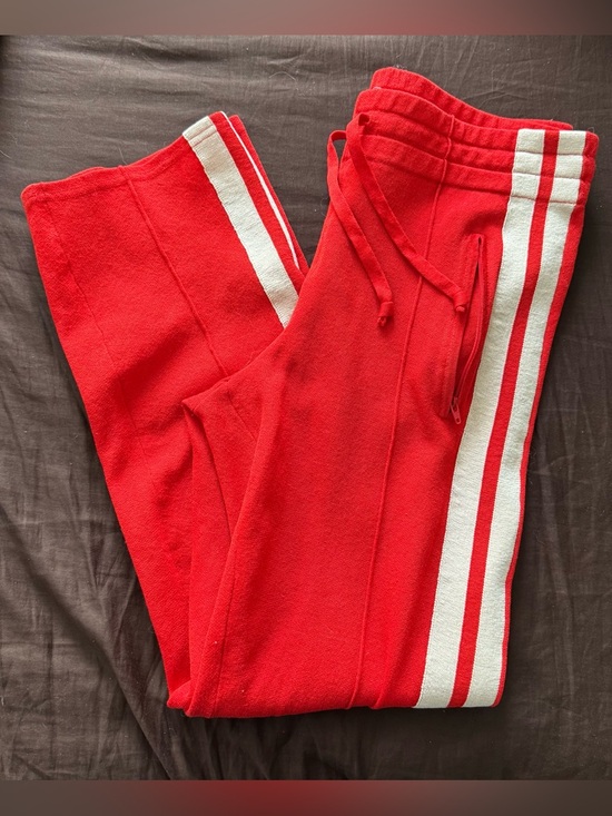 Isabel Marant Pants - Isabel Marant Red Sweatpants with White Side Stripes